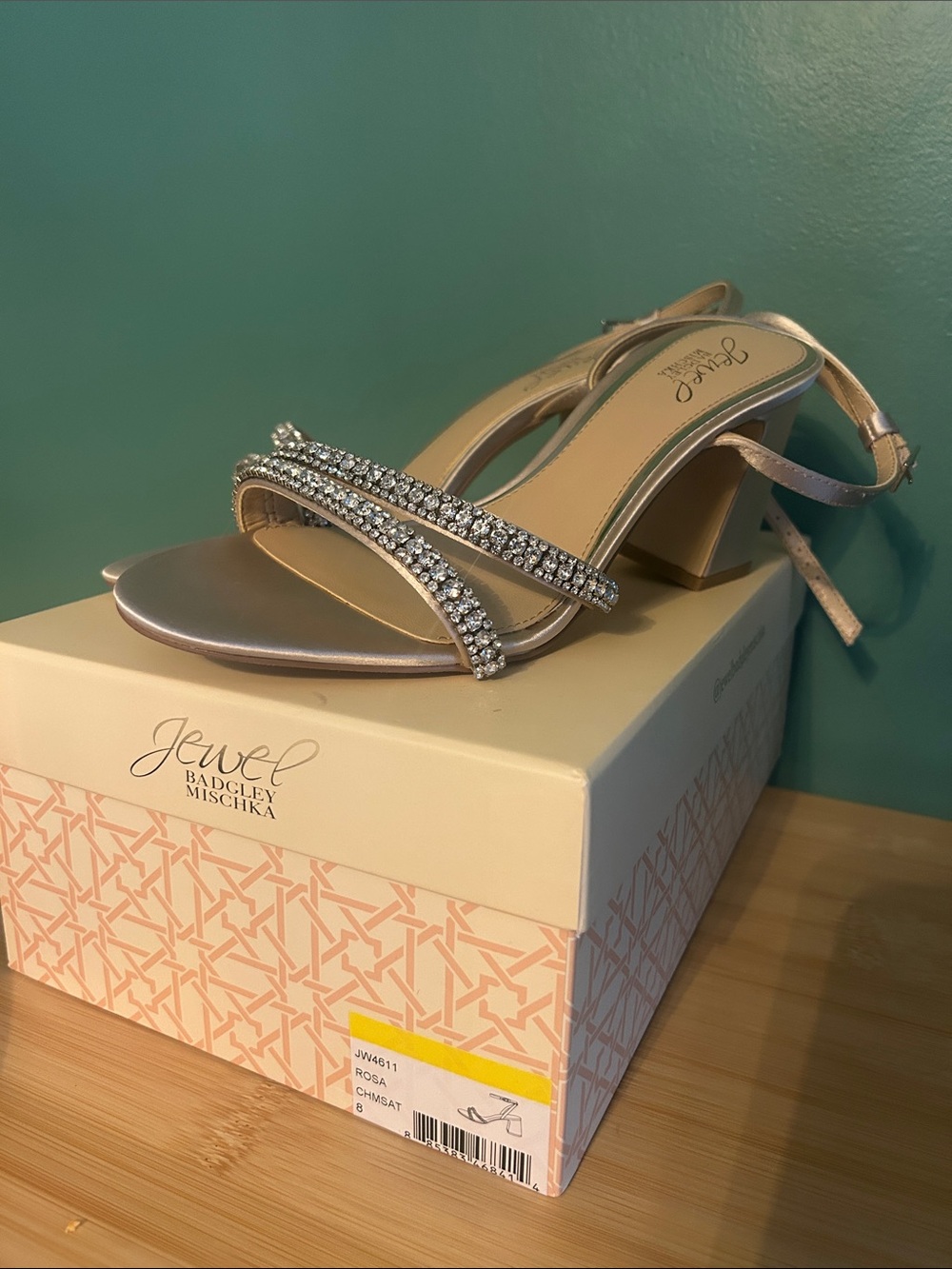 Jewel Badgley Mischka Rose Gold Crystal-Embellished Slingback Heels (8)
